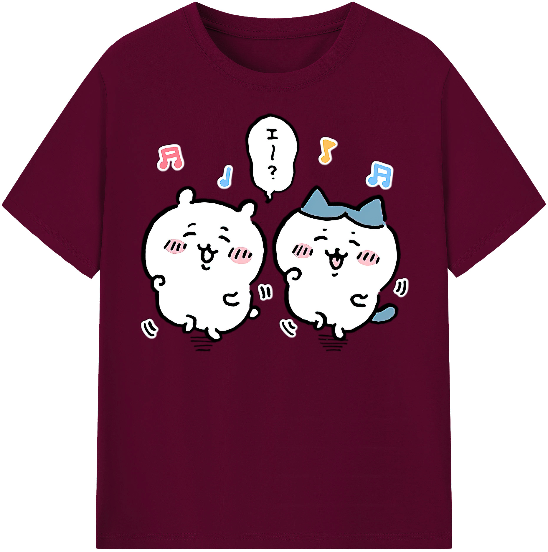 （画像用） ちいかわ ハチワレ Chii-kawa hachiware レディースカジュアルプリントTシャツ（綿100％）